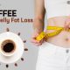 A steaming cup of black coffee known to help with belly fat loss and boost metabolism.